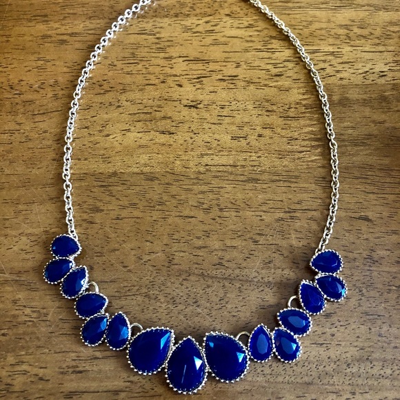 Deep blue and gold statement necklace - Picture 1 of 2